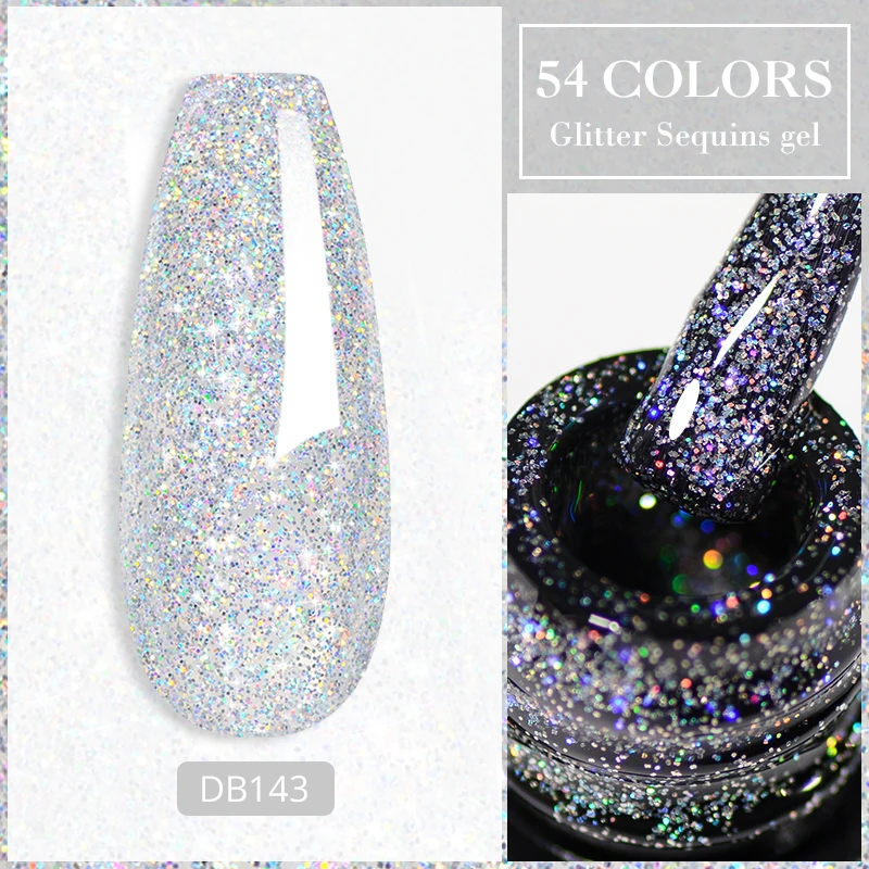 Mtssii 6ml Glitter Sequins Gel Nail Polish Nails Semi-permanent Varnishes Uv Nail Glitter Gel For Manicure Base Uv Coat Nail Art