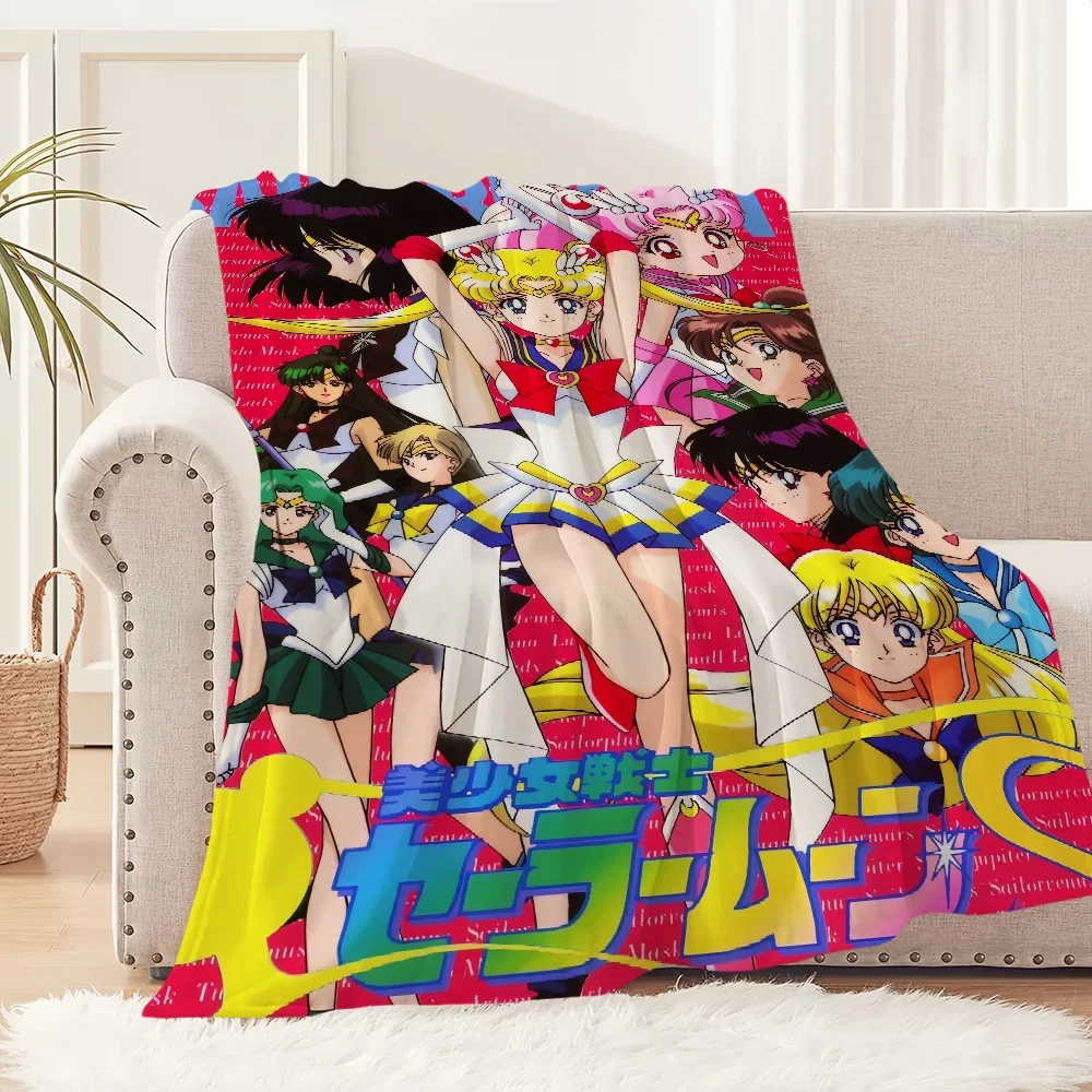 

Cozy Anime Sailor Moon Girl Throw Plush Blanket for Sofa Living Room Warm Bedroom Office Travel Kids Birthday Gifts