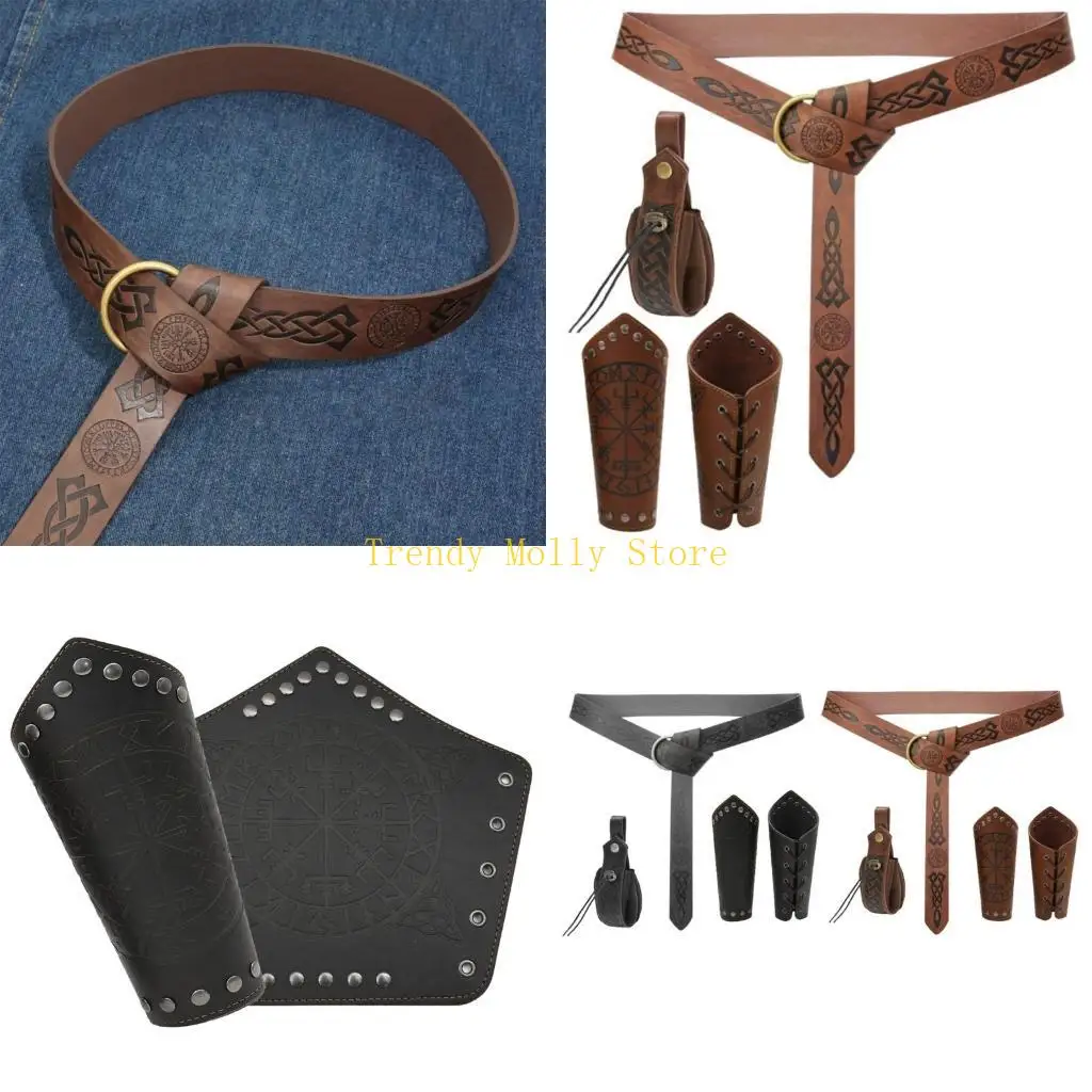 

N5KB 4 шт. средневековый комплект для косплея, наручи, пояс, аксессуары для Хэллоуина, эпохи Возрождения