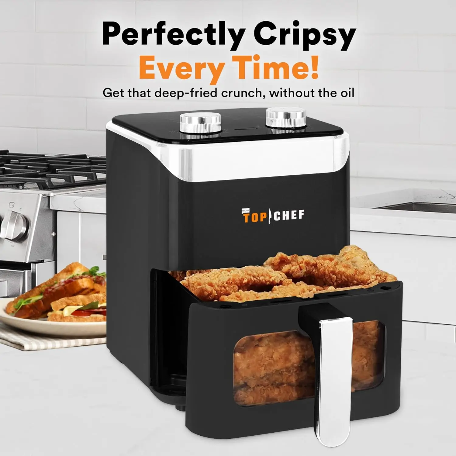 Compact Oil-Free Air Fryer with Viewing Window, 3.5L/3.7QT Capacity, 1400W Rapid Hot Air Technology, Adjustable Temp & Timer, No