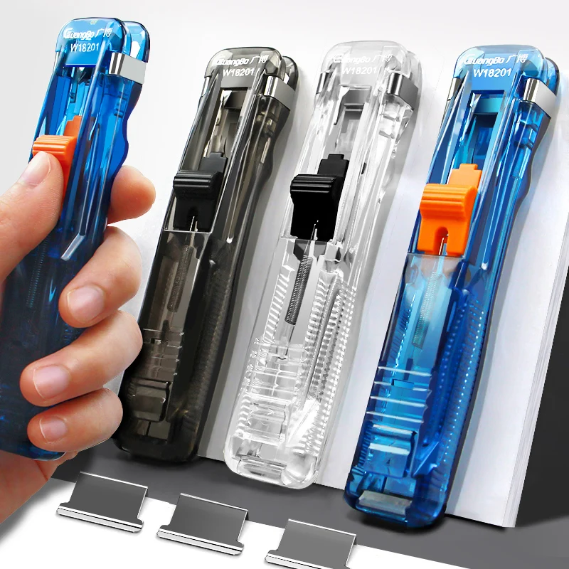 

Guangbo Stationery Hand Push Clamp Binder Paper Clips Dispenser Stalper with Refills for Office School Document File Supplier