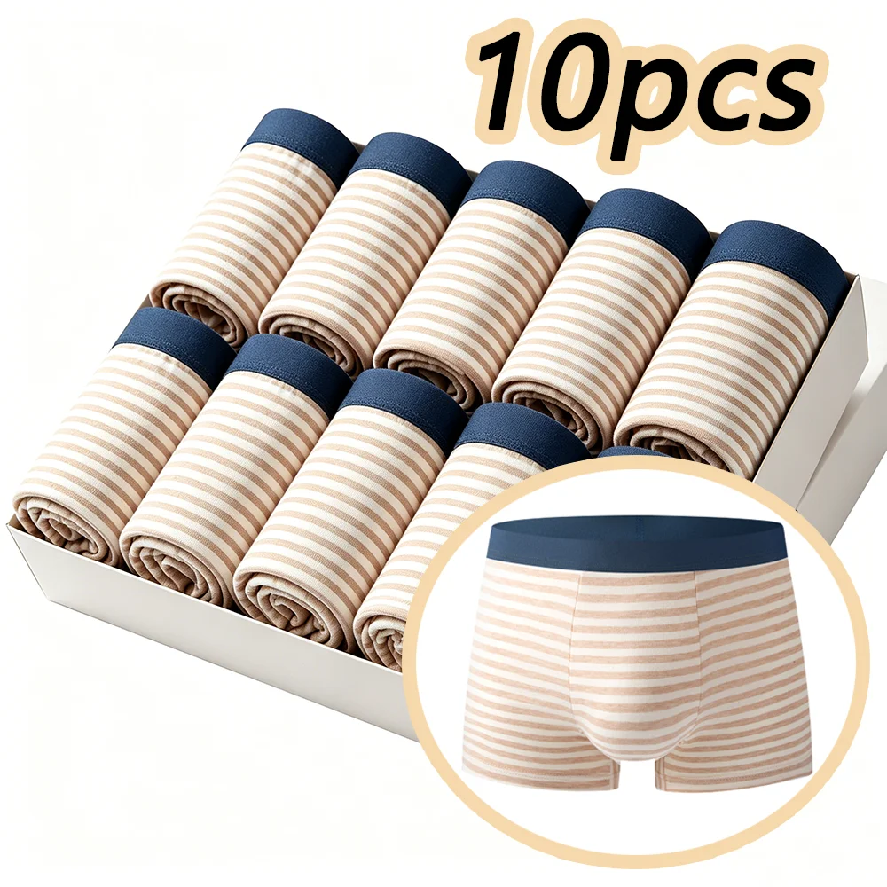 

10pcs Seamless Panties Stripe Boxers Man Cotton Shorts Men Men's Boxer Briefs Sexy Tоy Mens Underwear Male Boxers Underpants