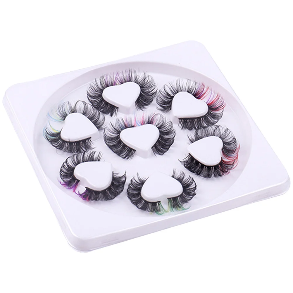 7 ペアのカラーラッシュエクステンション軽量ナチュラルカーリーフェイクラッシュ女性のための特別な機会 DIY 目の強化装飾