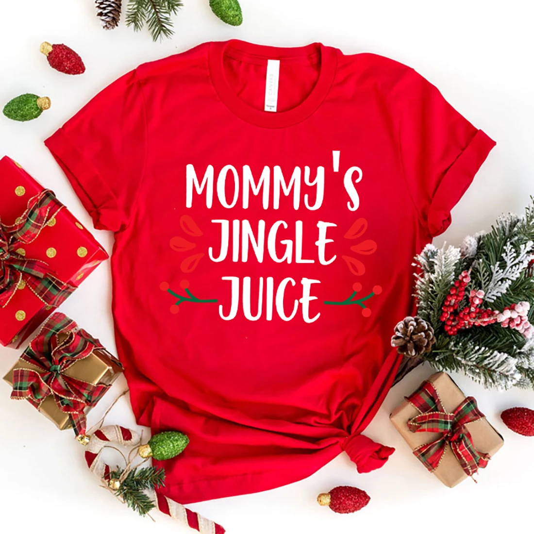 Christmas Mommy'S Jingle Juice T Shirt Women Casual Personality Round Neck Short Sleeve Fashion T Shirt 10 Colors Plus Size tops