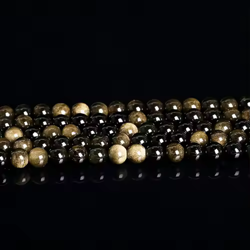 Natural Stone Golden Obsidian Bead Irisation Round Loose Spacer 4 6 8 10 12mm For Jewelry Making Diy Bracelet Necklace Accessory - Image 2