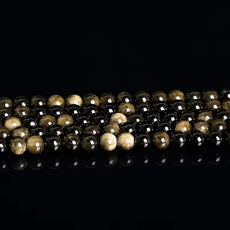 Natural Stone Golden Obsidian Bead Irisation Round Loose Spacer 4 6 8 10 12mm For Jewelry Making Diy Bracelet Necklace Accessory - Image 2