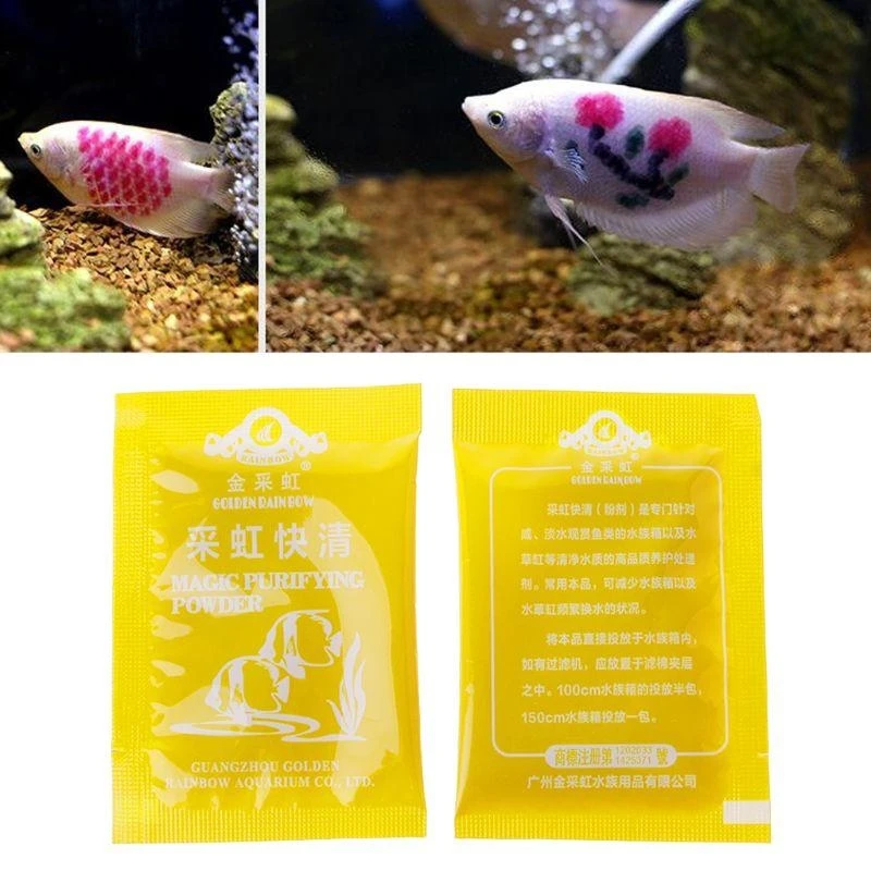 5 Pack Aquarium Water Clarifier Powder Fish for Tank Water Cleaner Removes Odor