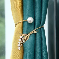 Adjustable Metal Curtain Straps Orchid Pearl Curtain Buckle Home Decoration Curtain Clip Wholesale Hebilla De Cortina
