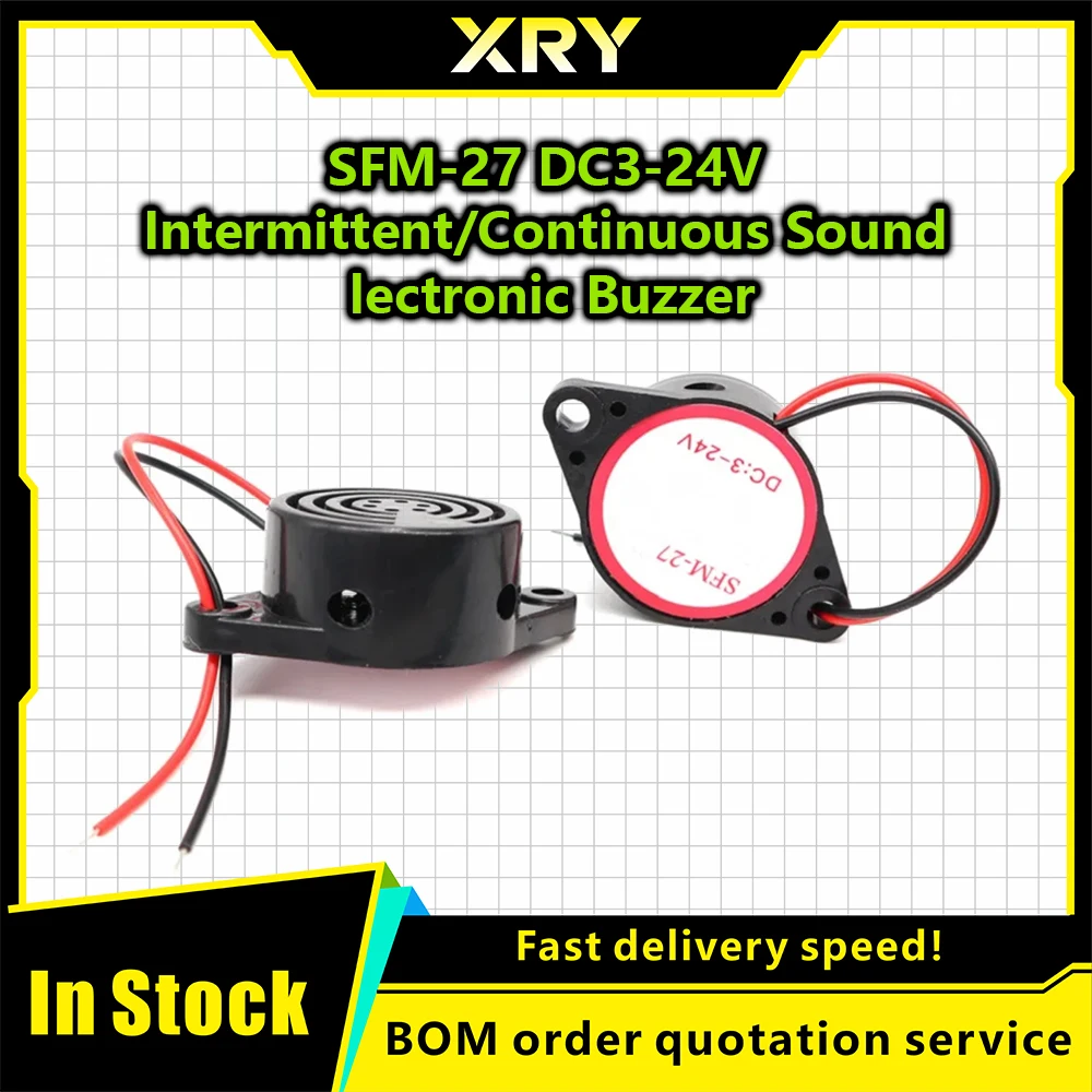 XRY 1PCS SFM-27 High-decibel DC3V-24V 100dB Electronic Buzzer Beep Tone Alarm Ringer Continuous Sound For Arduino Car Van