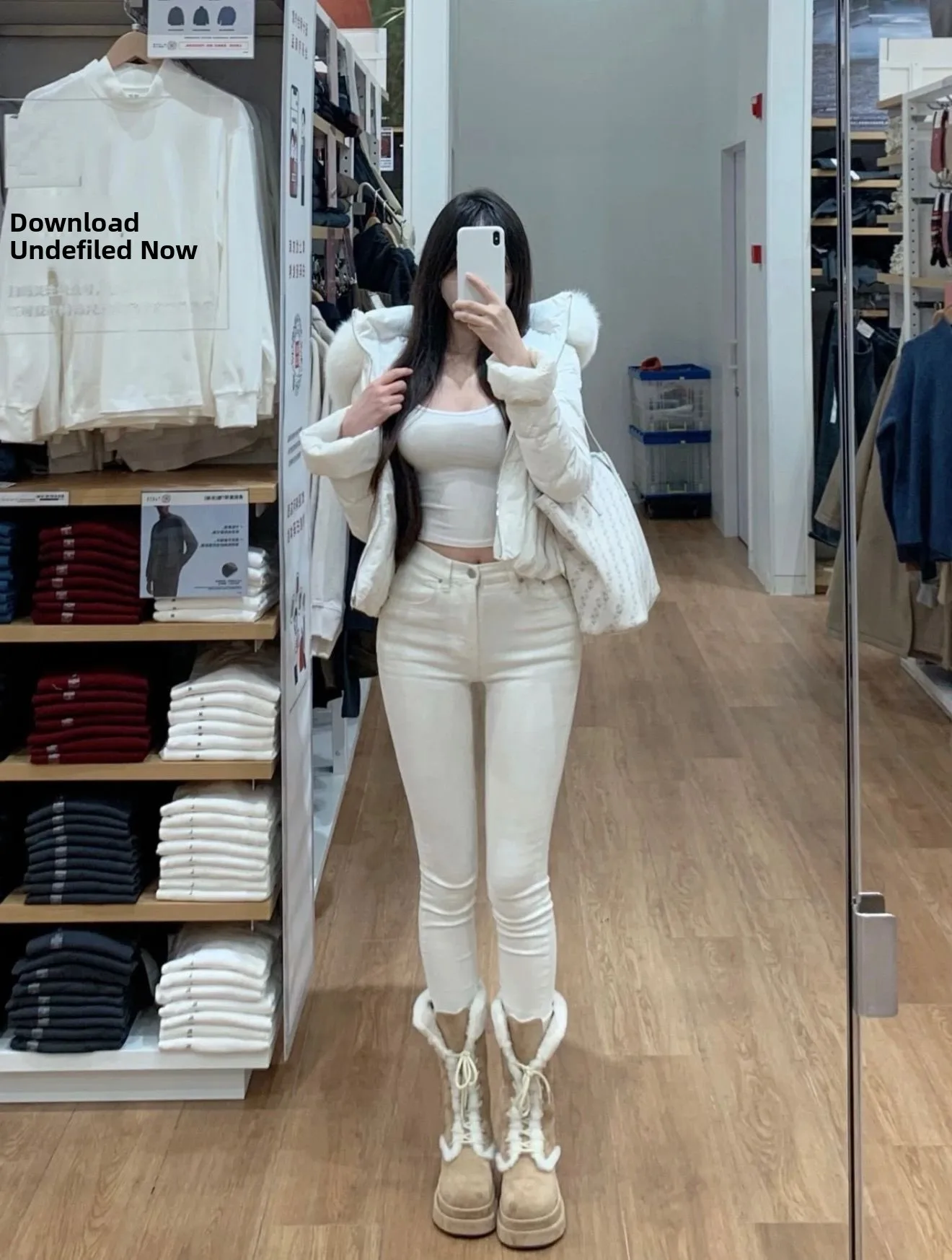 

High Waist White Elastic Women's Jeans Slimming Body ape Enhancing Basic Versatile Nine Point Slim Fit Pants Cleanfit Sle