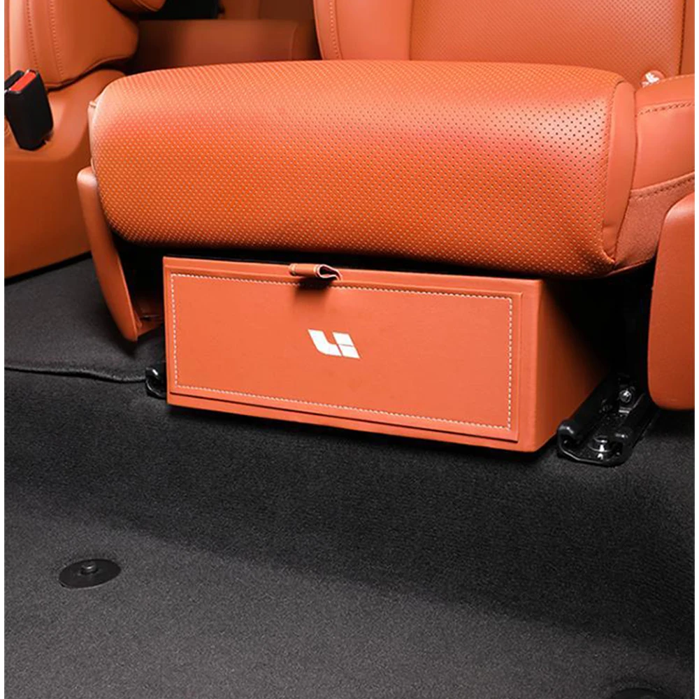 

For Li Lixiang L8 L9 2022 2023 Leather Car Second Row Under Seat Storage Box Glove Bag Interior Decoration Styling Accessories