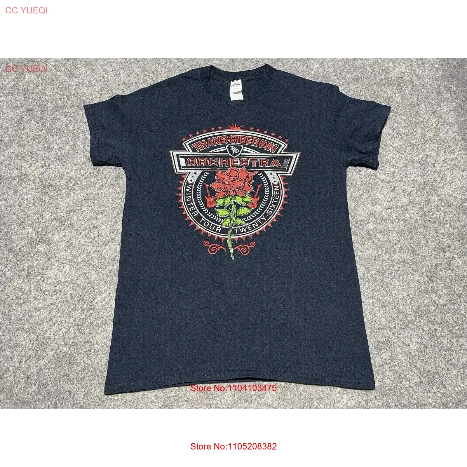 TSO عبر أوركسترا سيبيريا 2016 تلاشى جولة الحفلة الموسيقية السوداء تي شيرت صغير الوردي خمر غسلها قليلا عادية امتدت أوم #1