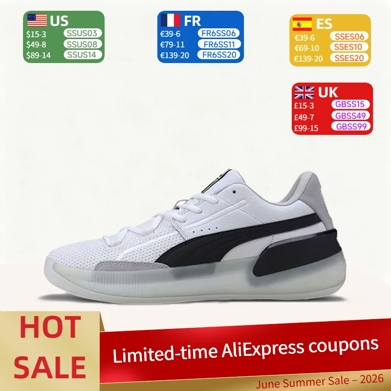 

PUMA Clyde Hardwood Team: Stylish, Versatile, and Durable Low-Top Basketball Shoes for Men and Women – Black and White 193663-01