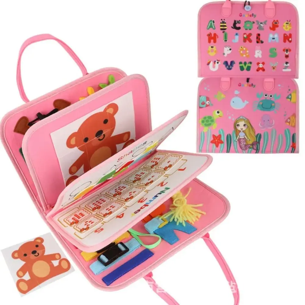 Creatief schattig vilt druk bord levensvaardigheden DIY 3D stil activiteitenboek met handvat Cartoon druk bord Montessori speelgoed