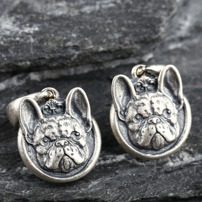 BOCAI Real S925 Silver Jewelry New Personality Bulldog Pendant for Men and Women Punk Hip Hop Trendy Birthday Gifts