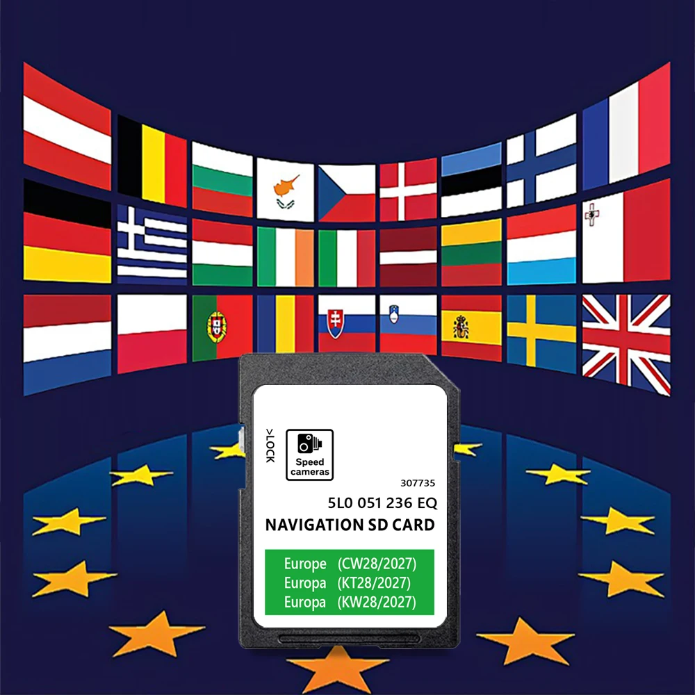 2027 for Skoda Octavia Superb Fabia Rapid Yeti Kodiaq Karoq Vehicle Update EU Map Sat Nav 5L0051236EQ SD GPS Card