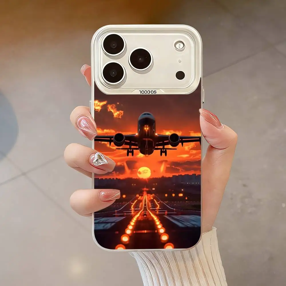 حافظة هاتف على شكل طائرة فنية للطيران لهواتف iPhone 17,16,13,12,X,11,15,14,Pro,Max,Plus,SE4,Air, Mini White IMD HD Matte