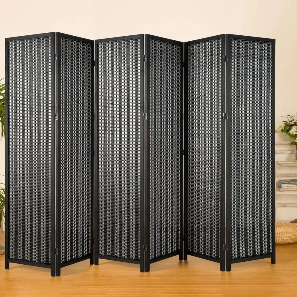 Black Partition Folding Screen Partition Wall Room Dividers And Folding Privacy Screens 6 Panel Room Divider Panels Portable