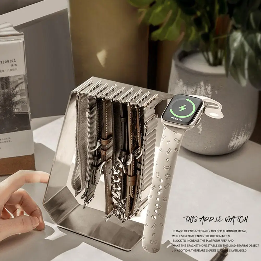 Strap Storage Bracket Charger Stand for Apple watch With Band Holder Desktop Steel Dock For IWatch Strap Charging G1S2