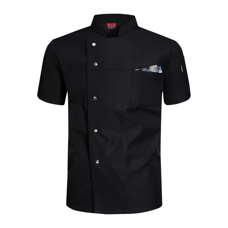 ชุดยูนิฟอร์มเชฟแขนสั้นสำหรับผู้ชาย เสื้อเชฟสำหรับทำอาหารในครัว เสื้อเชฟสำหรับทำขนม เสื้อเชฟสำหรับร้านอาหาร โรงแรม เสื้อพนักงานเสิร์ฟ เสื้อพนักงานร้านพิซซ่า เสื้อผ้าสำหรับทำงาน