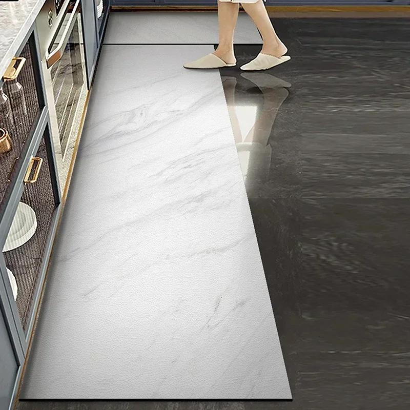 Kitchen Mat Marble Pattern Rug Waterproof Oil-proof Non-slip Floor Mat Home Decoration Leather Carpet Alfombras De Cocina Hogar