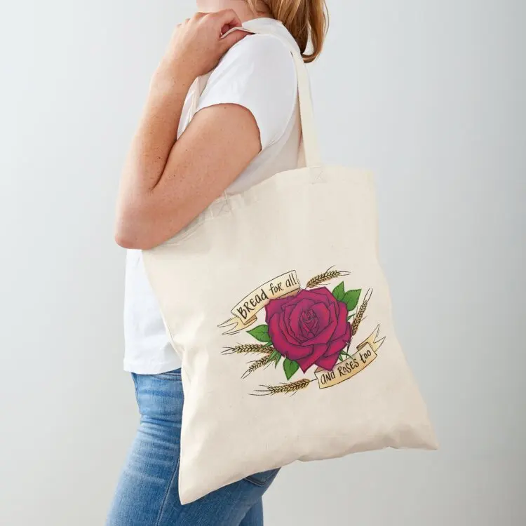 

Bread and Roses Tote Bag university shopper bag tote bag screen Custom reusable grocery bags