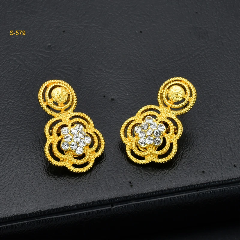Luxus Nigerianischen Braut Halskette Und Ohrringe Schmuck Sets Für Frauen Dubai 24k Gold Farbe Blume Anhänger Set Hochzeit Party geschenke – Detail 5