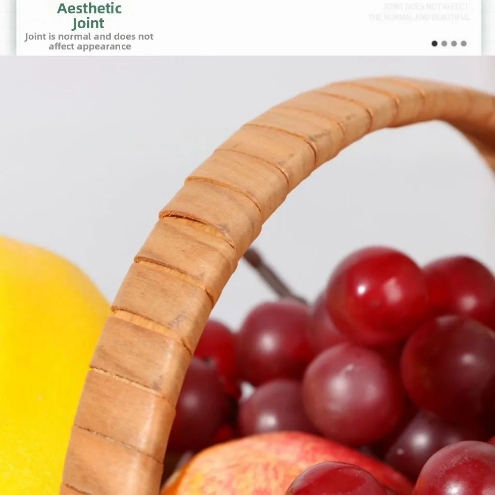 New with Handle Fruit Basket Handmade 4 Styles Wood Basket Handwoven Household Braid Storage Baskets Living Room Decoration