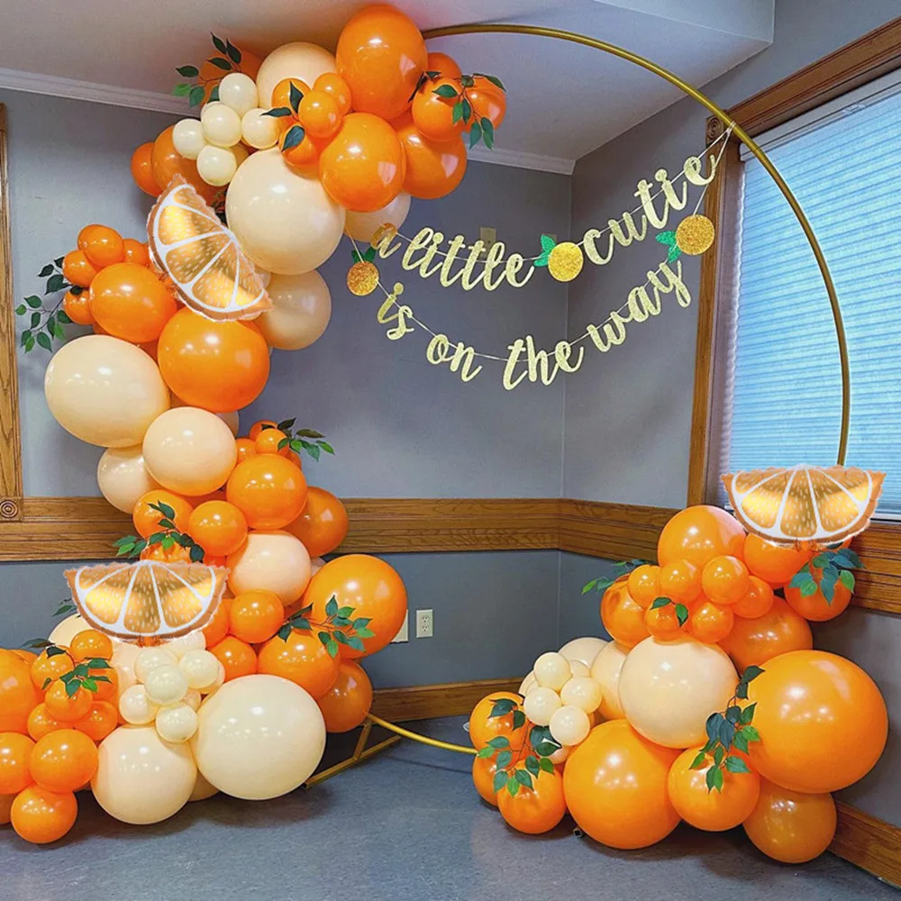 

98pcs/Set Orange Balloon Garland Arch Kit Cute Summer Fruit Orange Banner Birthday Party Baby Shower Party Decoration