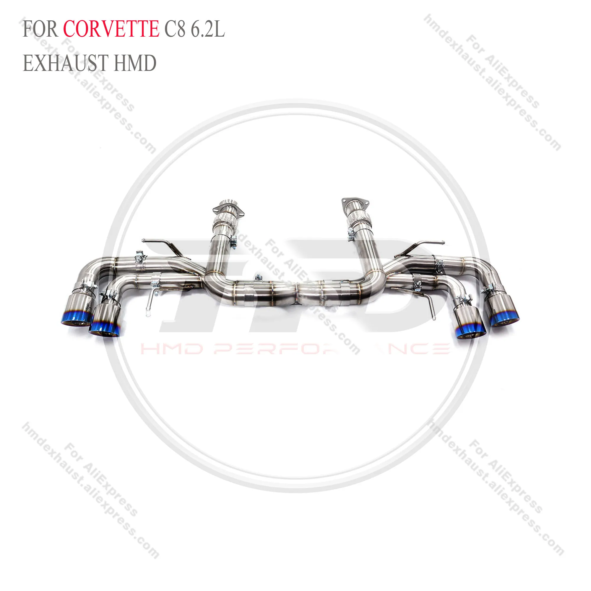 

Выхлопная система HMD из нержавеющей стали Performance Catback для глушителя Corvette C8 6,2 л без клапана с наконечниками