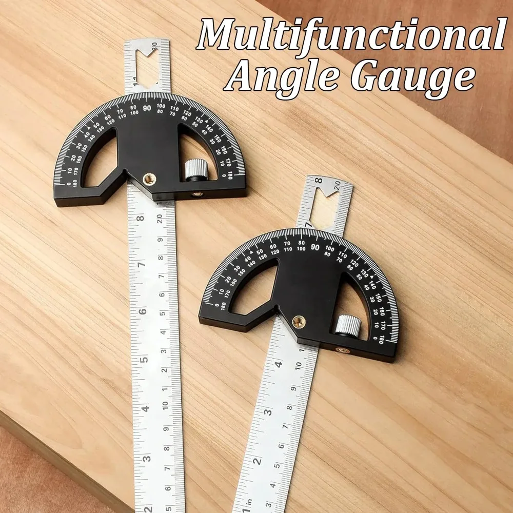 8/12 Inch 180 ° Aluminum Alloy Multifunctional Angle Gauge Goniometer Ruler Precision Multi-angle Measurement Tools Protractor