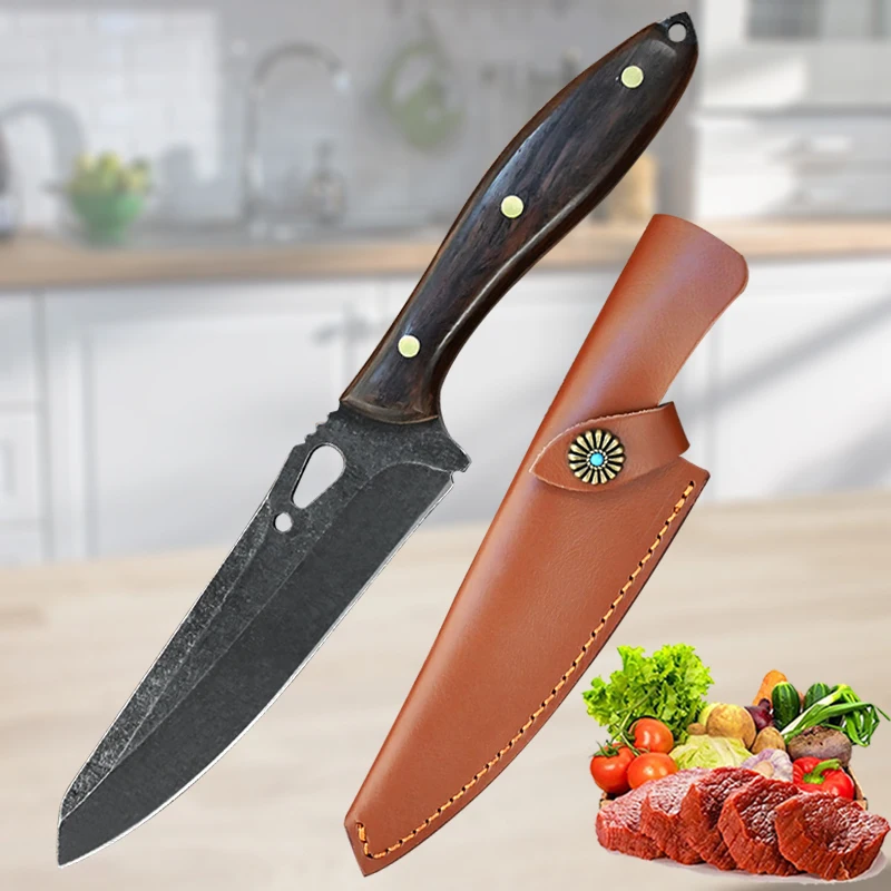 

Stainless Steel Hand Knife Boning Knife Kitchen Meat Cleaver Butcher Vegetable Slicing Knives with Cover