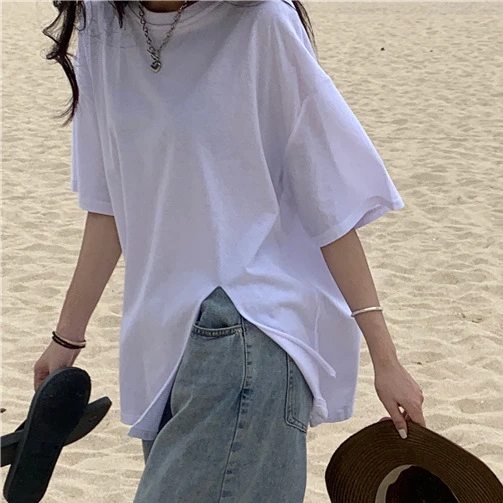 Korean Style T-Shirts for Women Ulzzang Niche Design Simple Chic Young Girls Clothing Summer Tops Short Sleeve All-match Casual