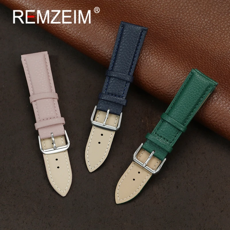 

Red Green White Soft Leather Wristwatch Band 12mm 14mm 16mm 18mm 20mm 22mm Universal Strap Men Women Business Watchband Belt