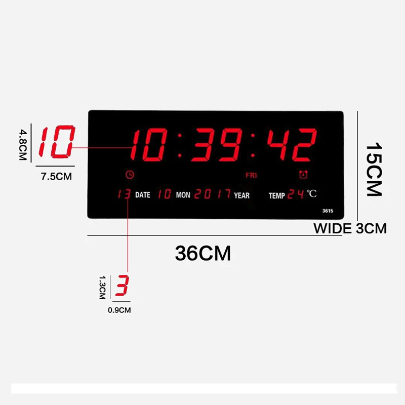 Large Digital Wall Clock&Perpetual Calendar with Time Day Date Temperature Display Electronic LED Clock for Both Wall and Desk