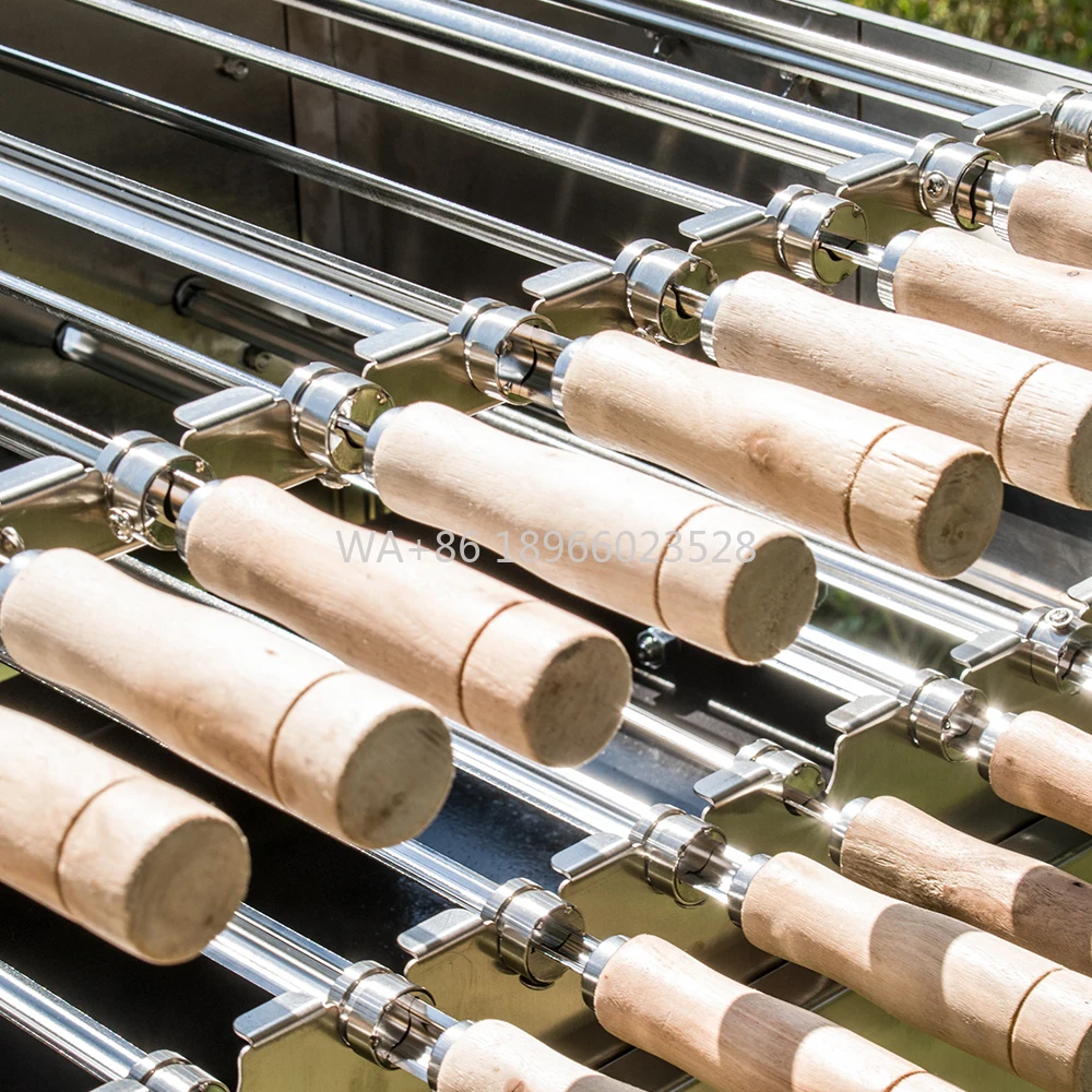 

Steel Automatic Trolley Premium for Food Use High Cyprus Charcoal BBQ Grill Greek Cypriot Rotisserie Asador Portable Stainless