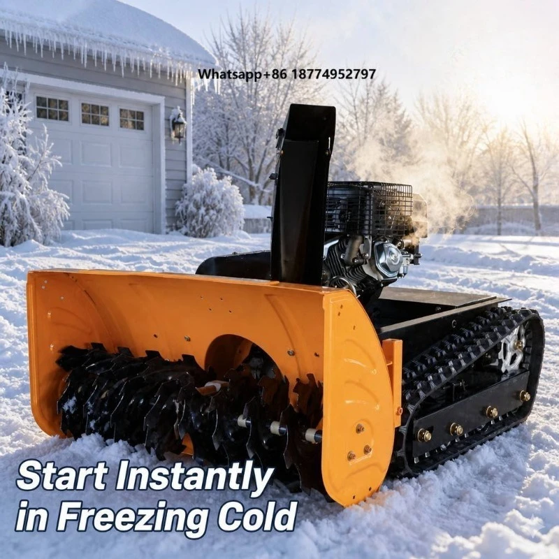 Crawler Track Drive Industrial Grade 7.5HP Two-Stage Snow Blower Remote Control Self Propelled Gas Engine Heavy Snow Removal