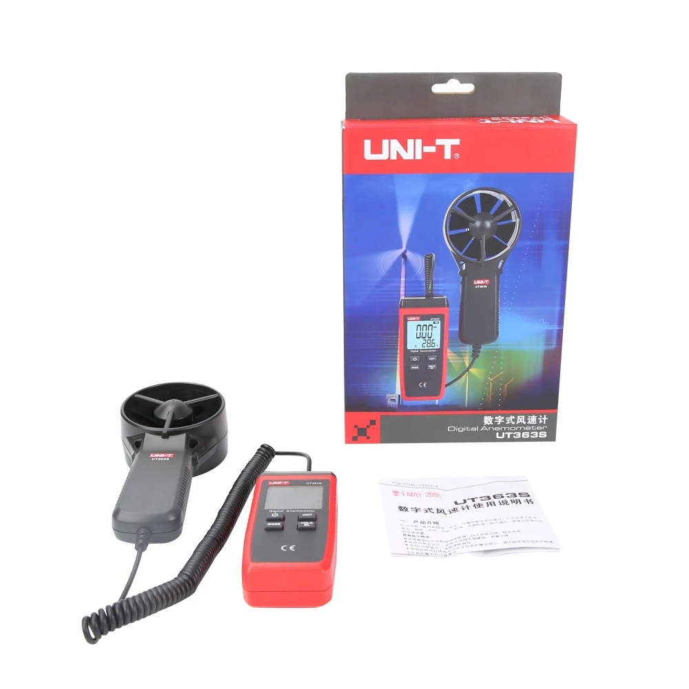 UNI-T przenośny Tester anemometru UT363S Mini ręczny miernik wiatru dzielonego precyzyjny anemometr cyfrowy