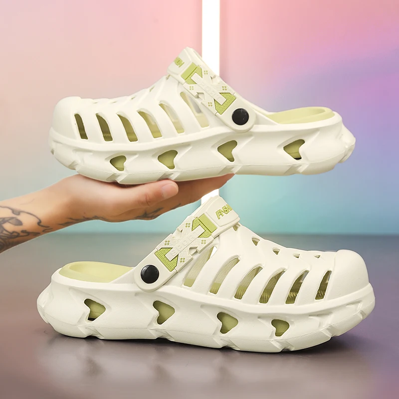 Fashion Men Casual Slippers Solid Color Lightweight Wear Resistant Slides Home Outdoor Beach Walking Comfort Flat Sandals