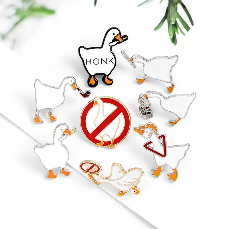 Lovely Animal Enamel Pin Custom Naughty Skate Goose Duck Chicken Brooch Bag Lapel Pin Cartoon Funny Badge Jewelry Gift for Kid11