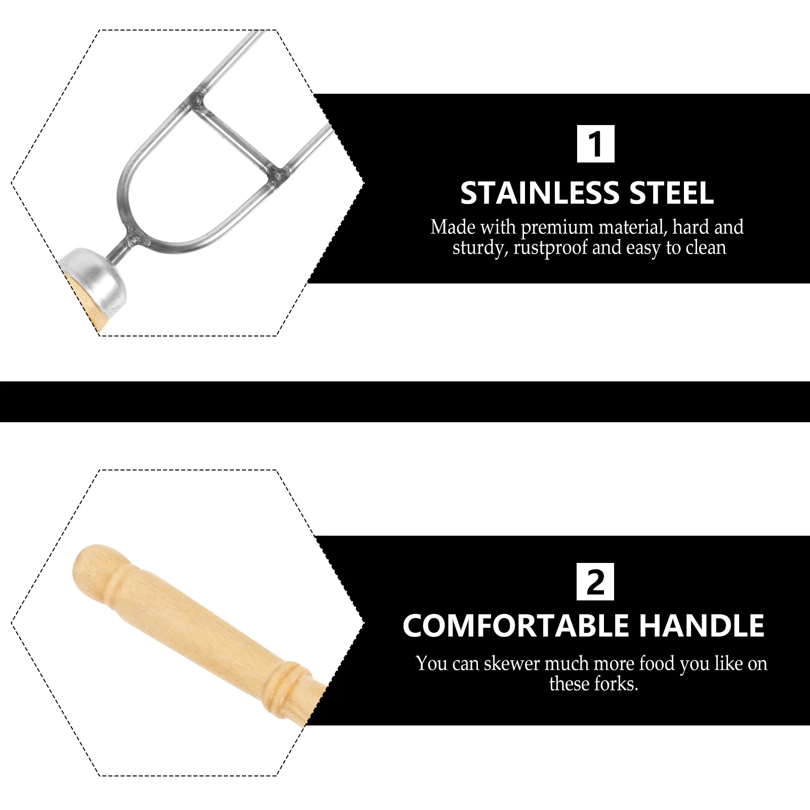 

12Pcs Rustproof Stainless Steel Barbecue Skewers Long Handle Bbq Needles Durable Hot Dog Forks Outdoor Grill Bbq Needle Sticks