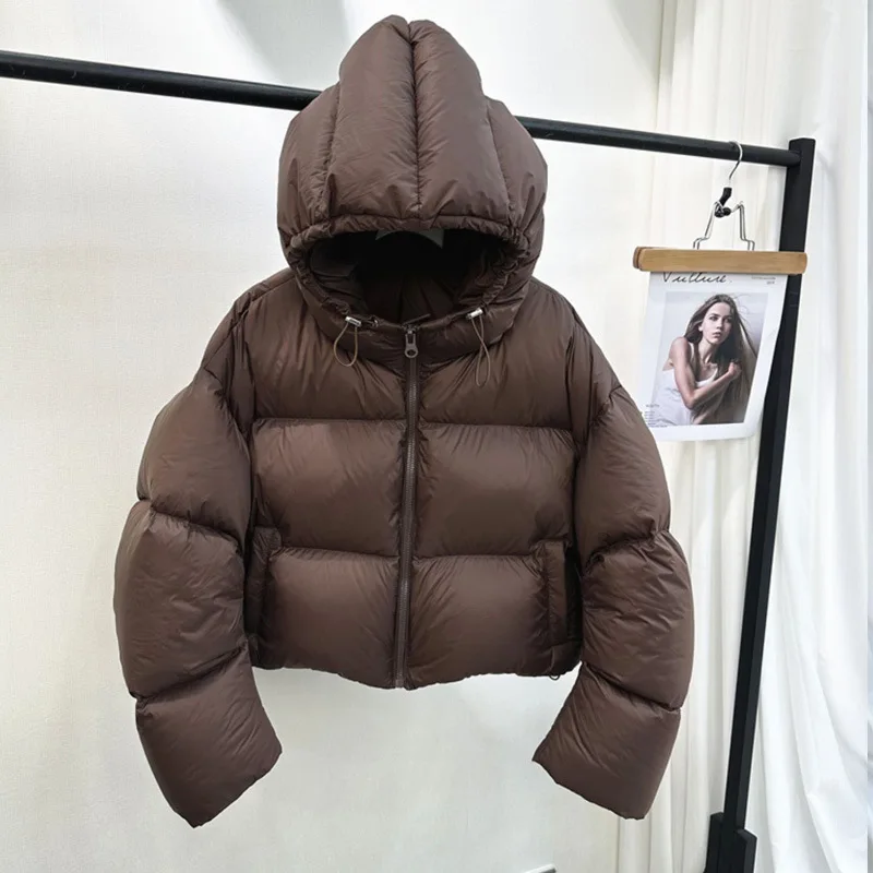 Streetwear Women Puffy Coat Vintage Long Sleeve Casual Parkas Korean Winter Warm Thick All Match Solid Cotton Down Jackets