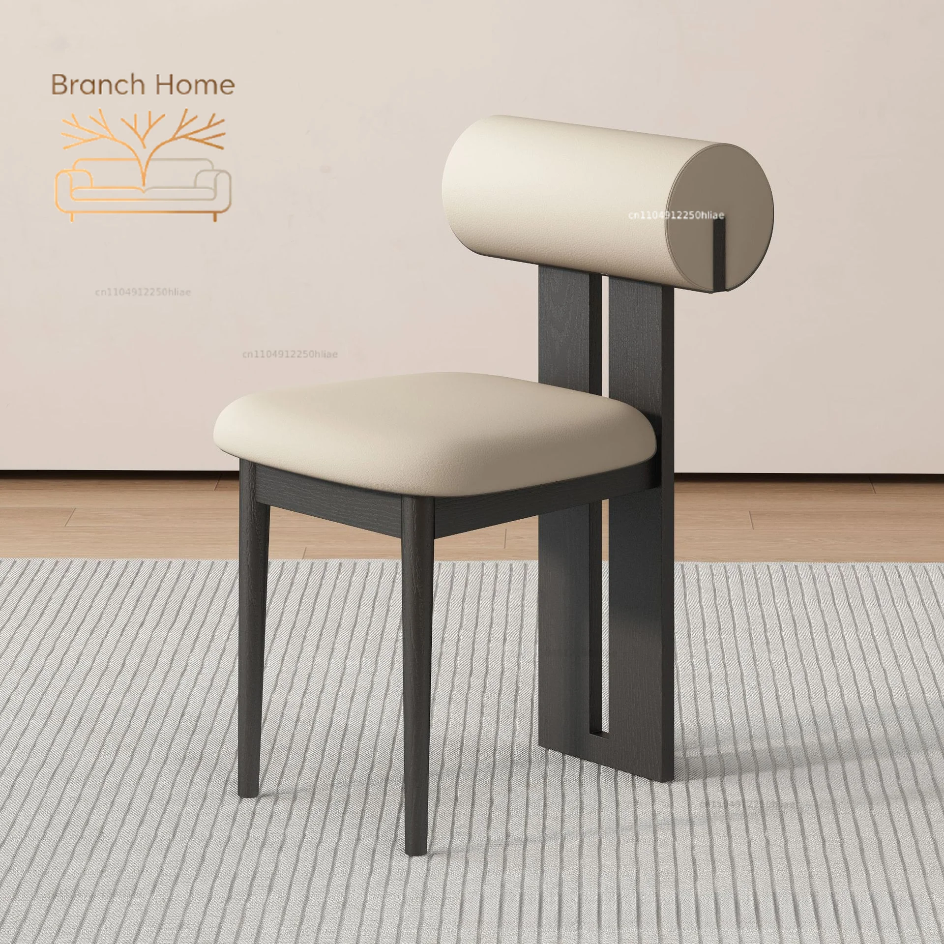 Modern Simple Solid Wood Dining Chair for Middle-aged Cylindrical Soft Backrest Household Hotel Table Chair