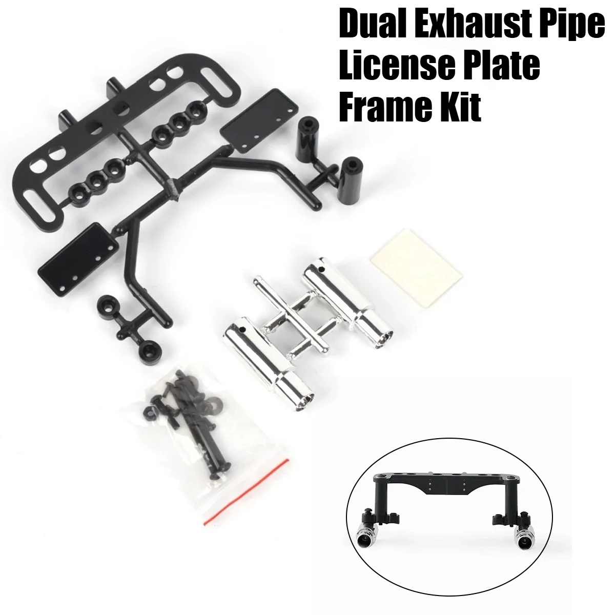 1/10 RC Car Plastic Double Exhaust Muffler Licence Plate Bracket Kit for RC Drift Touring Traxxas Tamiya MST HPI Sakura Yokomo