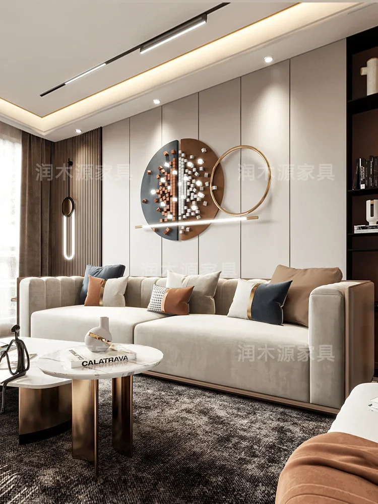 

Light luxury, frosted, technology, leather, cloth, sofa, wash-free, modern simple designer living room sofa