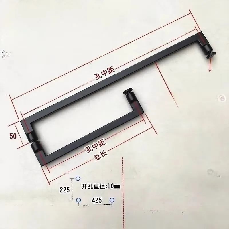 Ultra Narrow L Shape Solid Base 304 Stainless Steel Pull Handle, Shower Glass Door