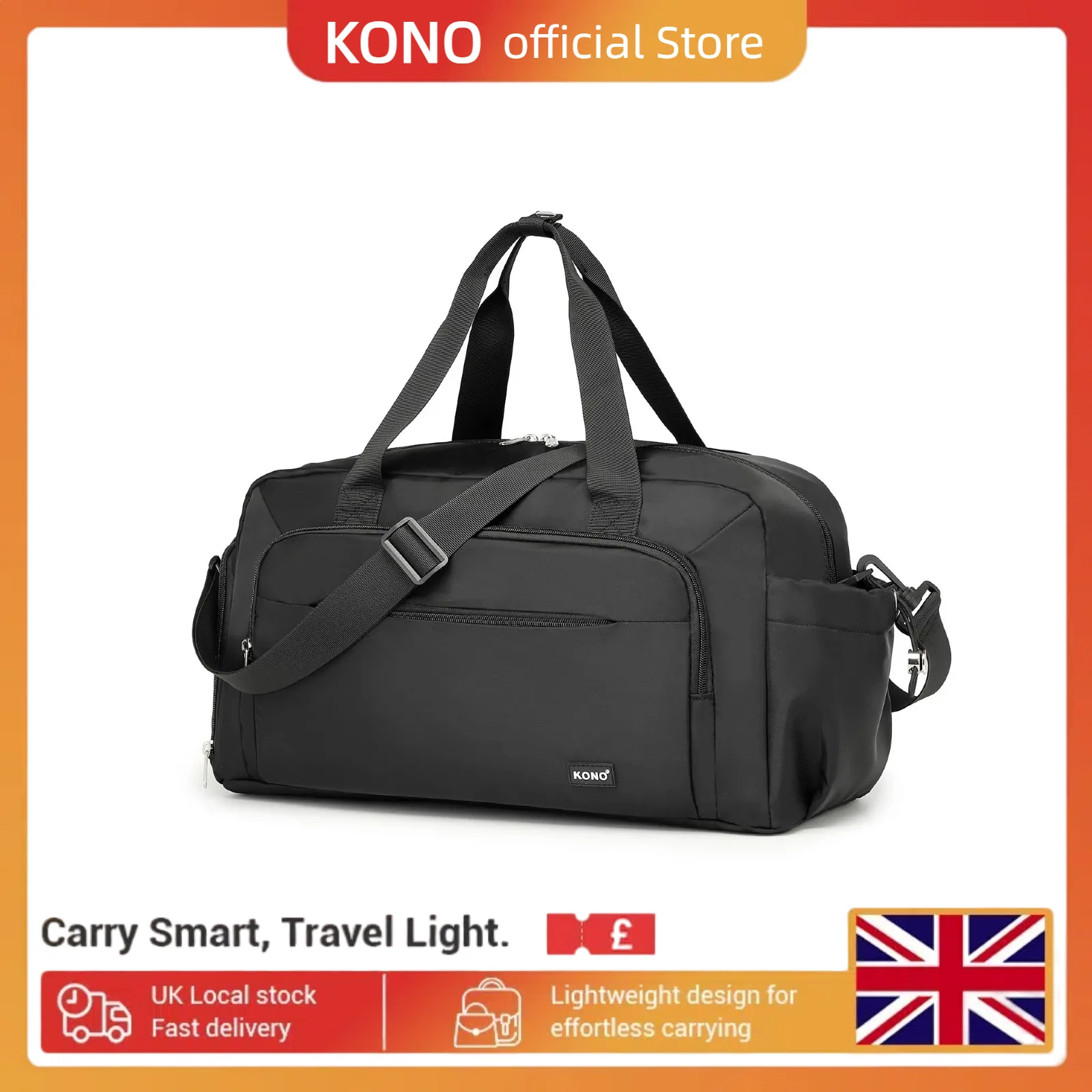 Kono Waterproof Sports Duffle Bag with Shoe Compartment