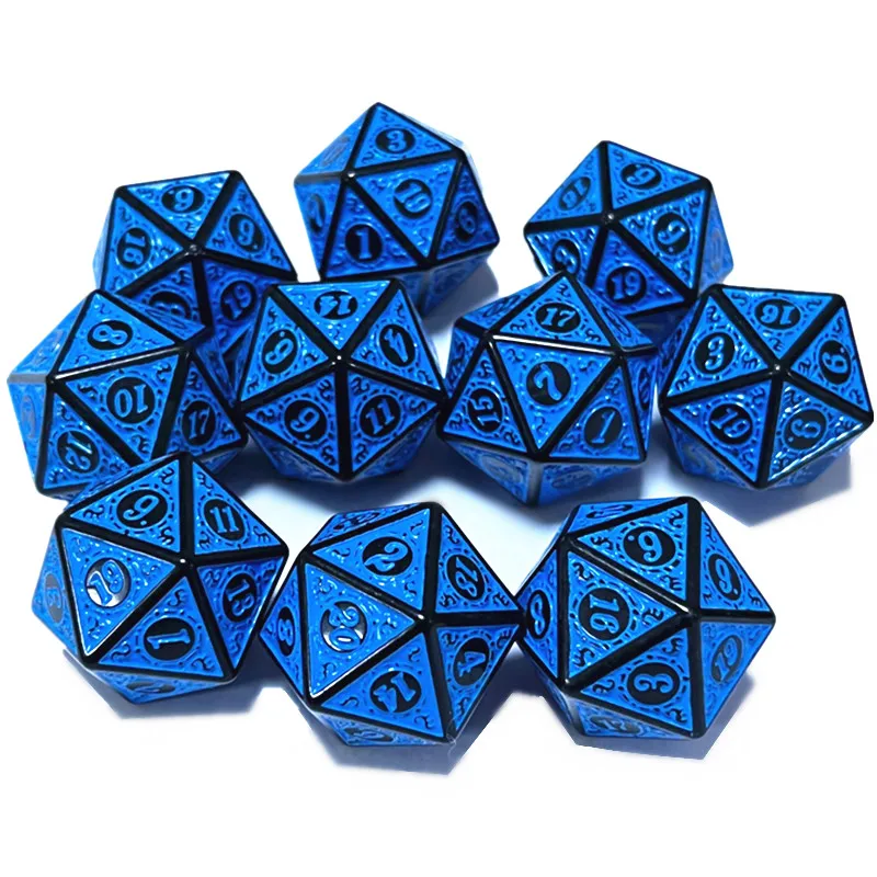 10pcs/set Acrylic D20 Dice Polyhedral 20 Sides Carved Pattern Dice for D&D Board Card Math Games Party Supply D20 Dice Games