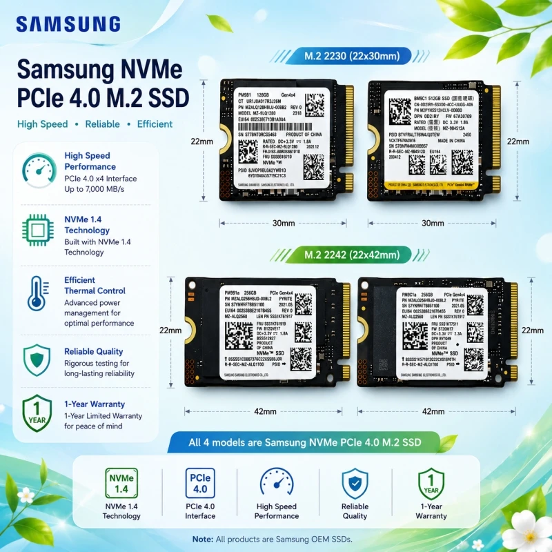 Unidad de Estado Sólido Interna Samsung OEM PCIe 4.0 NVMe M.2 2230
