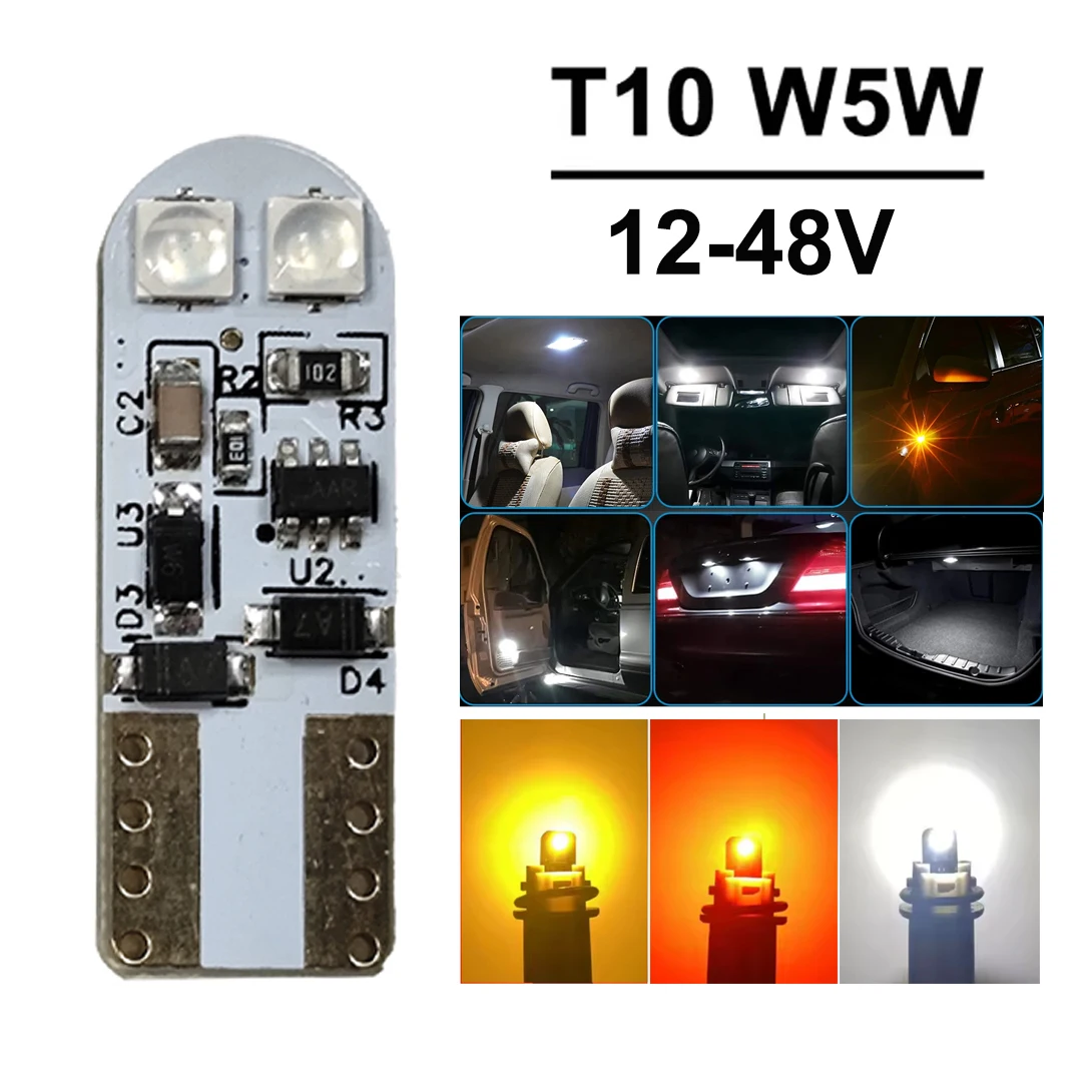 

2/4pcs T10 W5W LED Bulbs Canbus 4SMD White 194 168 Car Interior Map Dome Lights Auto Parking Signal Lamp 12V 24V 36V 48V